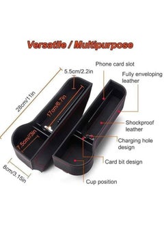 Scrolls 2 Pack Car Seat Gap Organizer Storage Box Cup Holder Car Console Side Pockets PU Leather Cellphones Key Cards Sunglasses Small Items Car Interior Accessories (Right and Left, Beige)  - Image 4