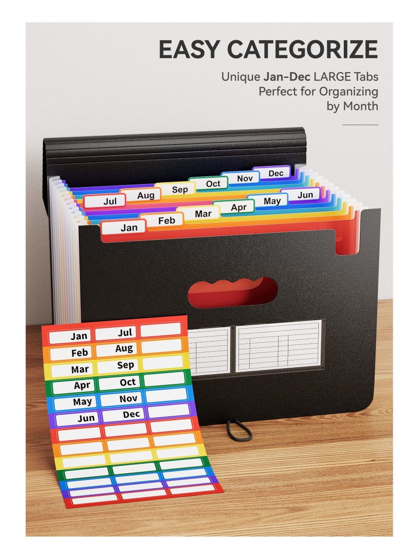 Excefore Expanding File Folder, 12 Pocket Accordion File Organizer, A4 Letter Size Portable Document Organizer, High Capacity Storage Bag for Home & Office & School  - Image 4