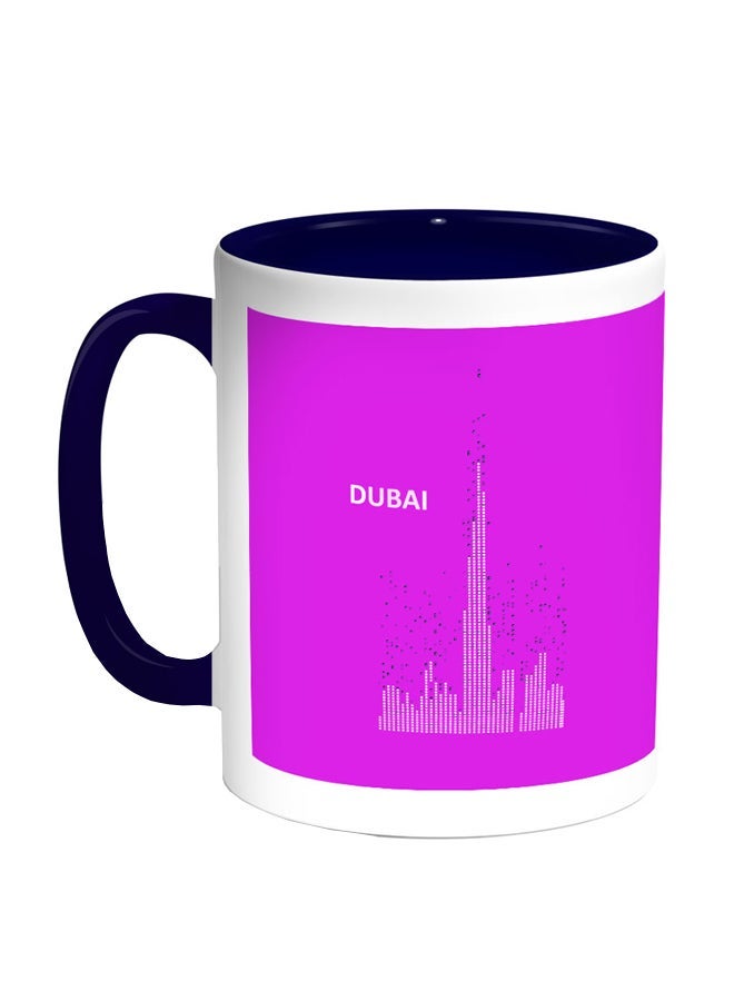 Dubai Towers Printed Coffee Mug Pink/White/Blue 11ounce