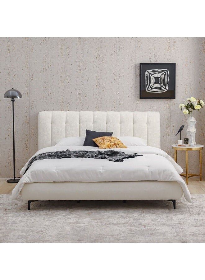 DANUBE HOME Ember 180x200 Upholstered King Bed | Modern Design Wooden Double Made In Malaysia -Natural - Image 1