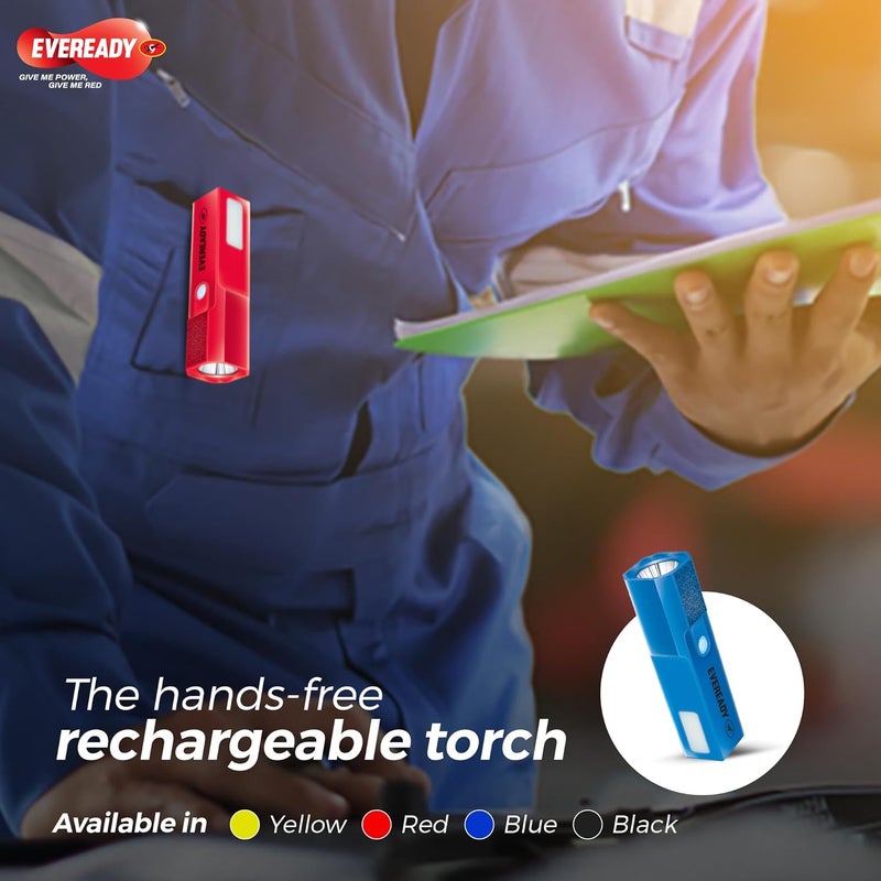 Eveready Eveready Boomlite Rechargeable TorchDL854 Lighting Modes1W Torch 2W Emergency Side LightECT Technology with Micro USB Charging CableRed Yellow Blue Black LED 120 Lumen - Image 5