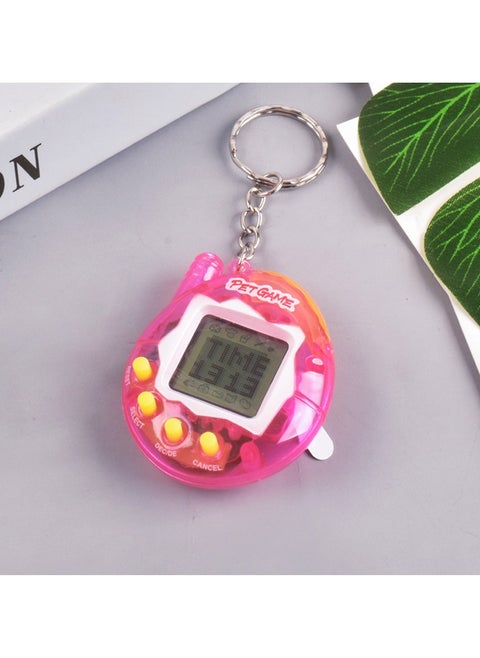 Virtual Pets Keychain, Digital Nostalgic Electronic Pets Keychain, Mini Virtual Pet Development Game Console, Pet Keyring Retro Handheld Game Machine For Boys/girls Adults, (Transparent pink)