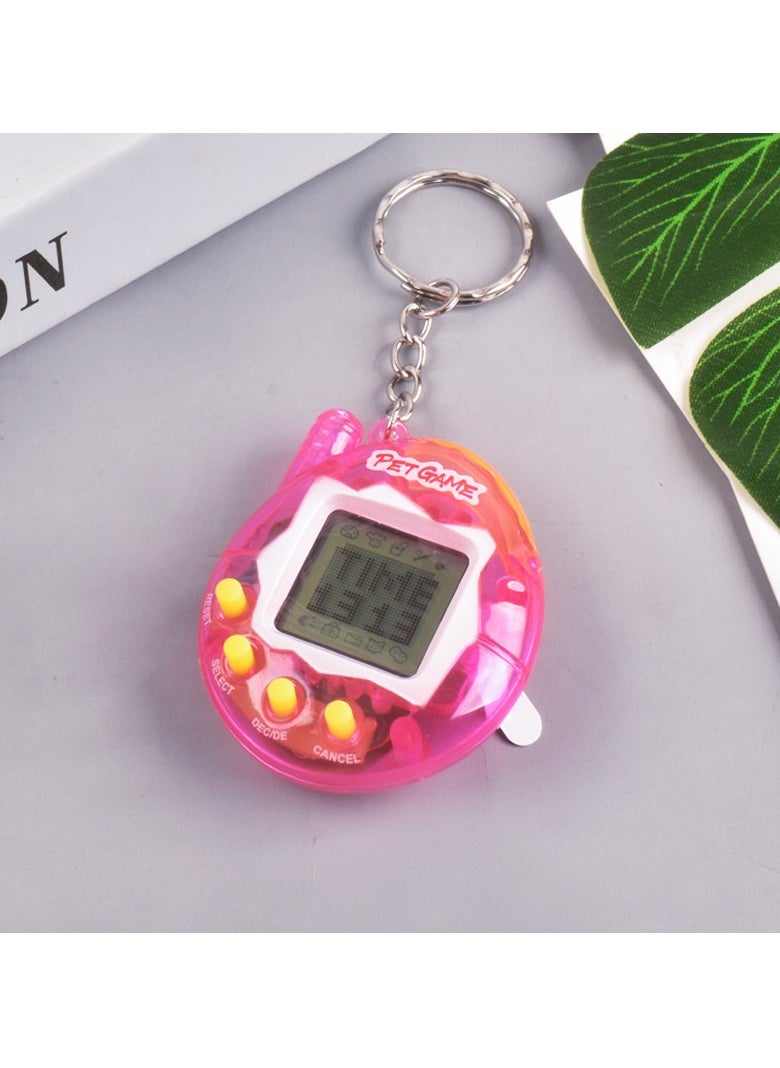 Virtual Pets Keychain, Digital Nostalgic Electronic Pets Keychain, Mini Virtual Pet Development Game Console, Pet Keyring Retro Handheld Game Machine For Boys/girls Adults, (Transparent pink)