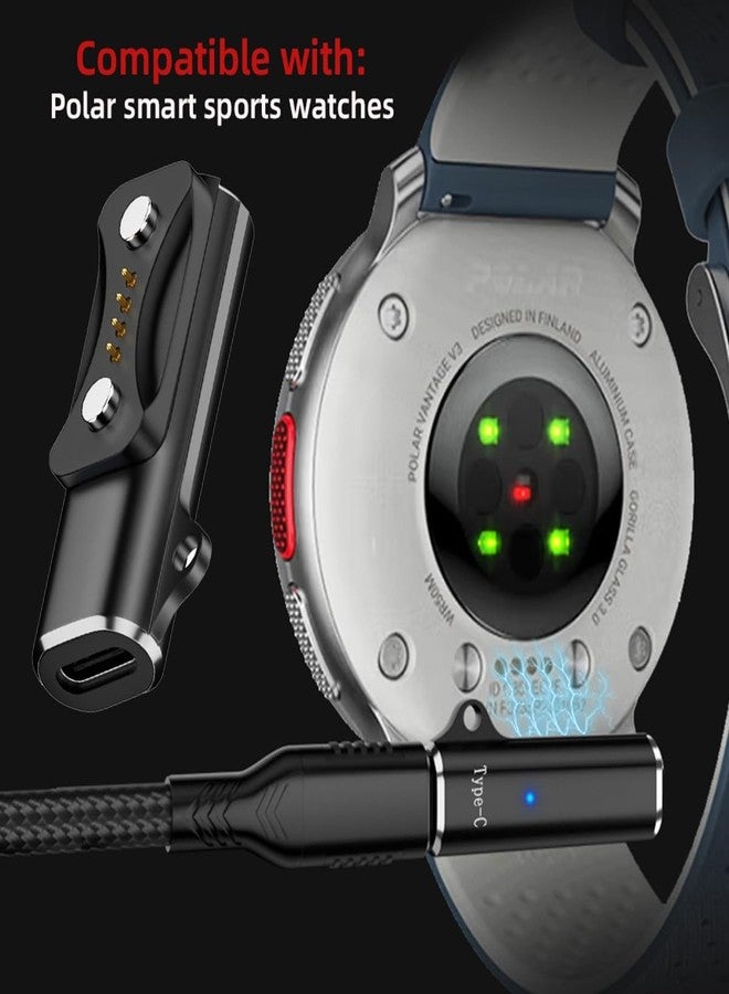 Cablecc 2pcs/lot USB Type-C Smart Watch Charging Magnetic Adapter to 2-Pin Compatible with Polar Vantage V3 M3 Pacer Pro IGNITE3 Grit X2 - Image 2