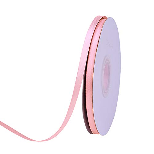 Ribest 14 inch Light Pink Double Face Satin Ribbon 50 Yards Per Roll for Bouquet Gift Wrapping Hair Wedding Birthday