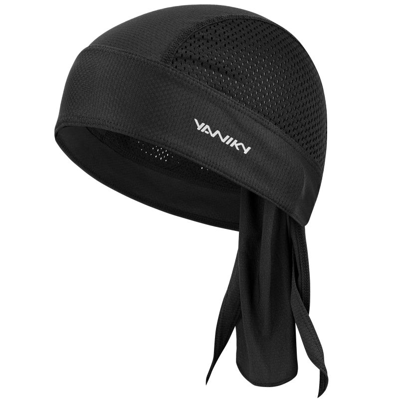 YANIKY Bandanas Skull Caps for Men, Women Skull Cap Helmet Liner, Summer Cycling Hat, Durags for Men, Motorcycle Bandana Sweat Wicking Dew Rags for Sport Travel Running Fitness (Black) - Image 1