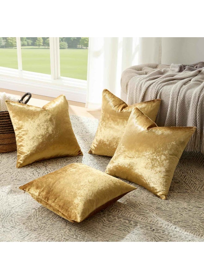 4pcs,Throw Pillow Covers,Decorative Throw Pillow Covers 18 x 18IN, Gold Soft Pillow Covers Velvet,Set of 4 Decor Square Cushion Covers - Image 5
