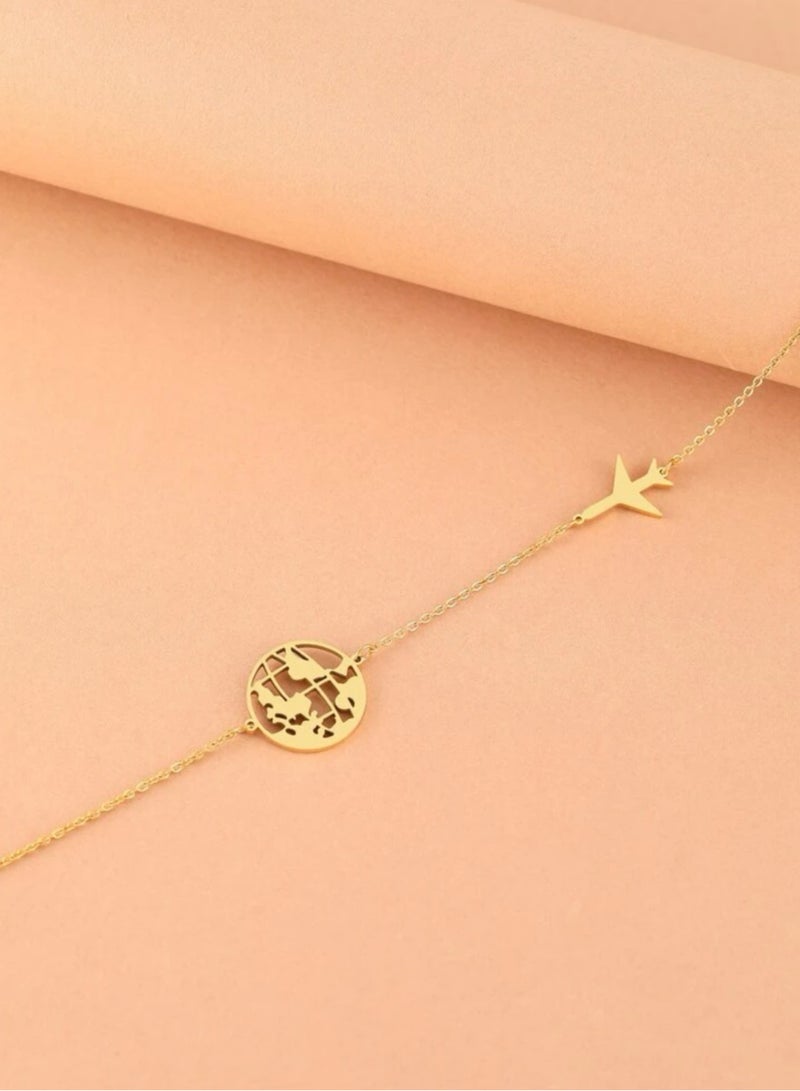 بلو لاين سلسال نسائي أنيق مصنوع من الاستانلس ستيل مطلي باللون الذهبي عيار 18 - Image 3