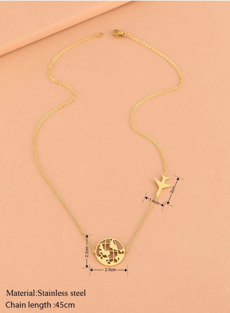 بلو لاين سلسال نسائي أنيق مصنوع من الاستانلس ستيل مطلي باللون الذهبي عيار 18 - Image 4