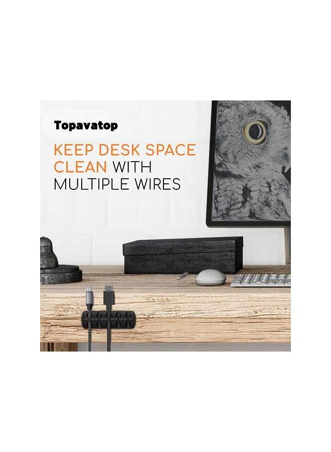 Green Tiger 24Pcs Black&White Cable Clips, Multipurpose Wire Management, Adhesive Cord Holders for Organizing Cable Wires Home Office Car Desk - Image 2