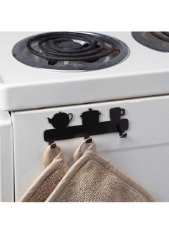 Happy Home Self-adhesive metal wall mount bracket with 3 hooks - black  - Image 3
