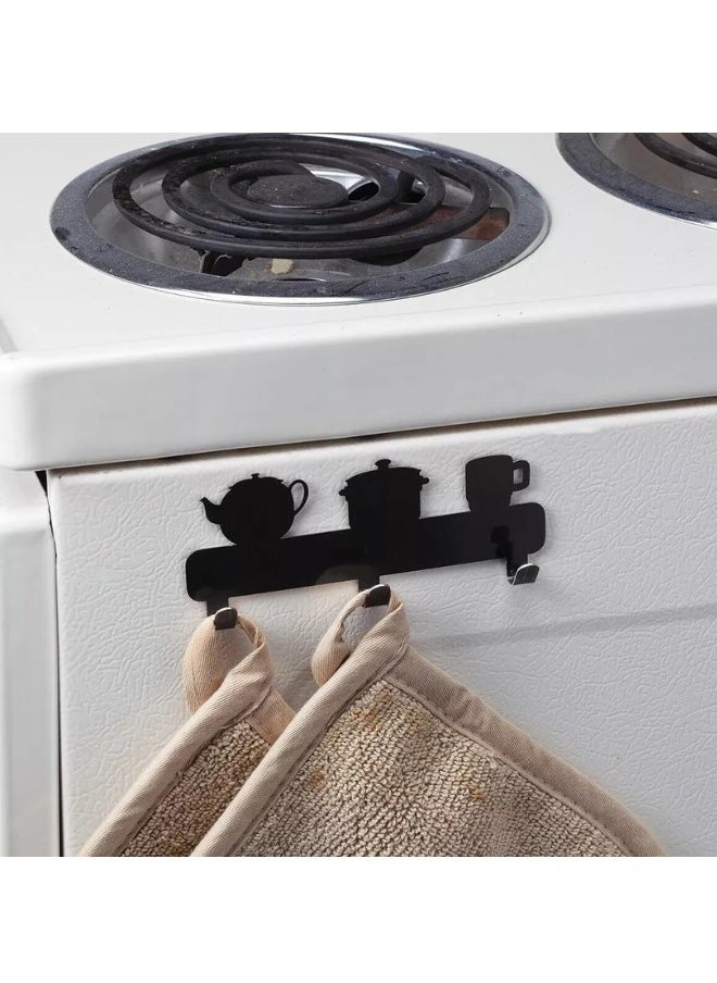 Happy Home Self-adhesive metal wall mount bracket with 3 hooks - black  - Image 3