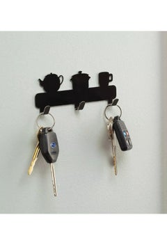 Happy Home Self-adhesive metal wall mount bracket with 3 hooks - black  - Image 5