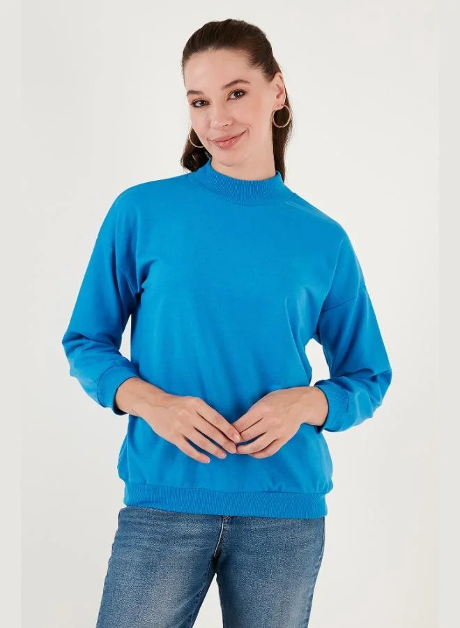 Lela Lela Cotton Stand-Up Collar Basic Knitted Sweatshirt Women's SWEAT 5863323
