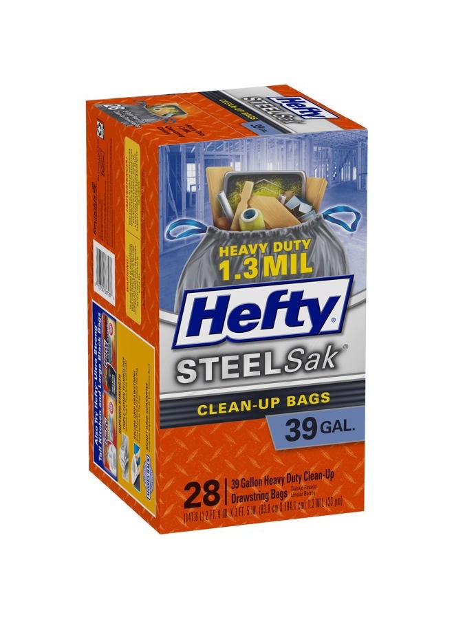 Hefty SteelSak Heavy Duty Large Clean-Up Trash Bags, 39 Gallon, 28 Count - Image 3