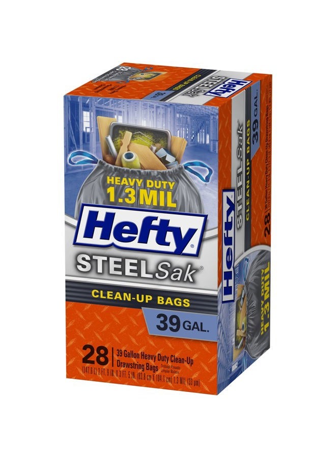 Hefty SteelSak Heavy Duty Large Clean-Up Trash Bags, 39 Gallon, 28 Count - Image 2