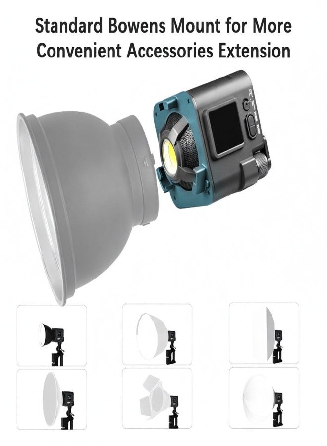 يونجنيو مصباح فيديو LED صغير الحجم YONGNUO YNLUX100 بتقنية COB، بقوة 100 واط، قابل للتعتيم من 3200 كلفن إلى 5600 كلفن، مع 12 تأثيرًا ضوئيًا، وحامل Bowens، مثالي لتصوير البورتريه في الهواء الطلق، ومدونات الفيديو، والبث المباشر للفيديوهات. - Image 2