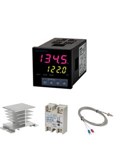 مجموعة منظم درجة الحرارة PID من INKBIRD بجهد عالٍ 100-240 فولت تيار متردد مع ريليه الحالة الصلبة SSR 40DA و مزدوج حراري نوع K ومشتت حراري أبيض