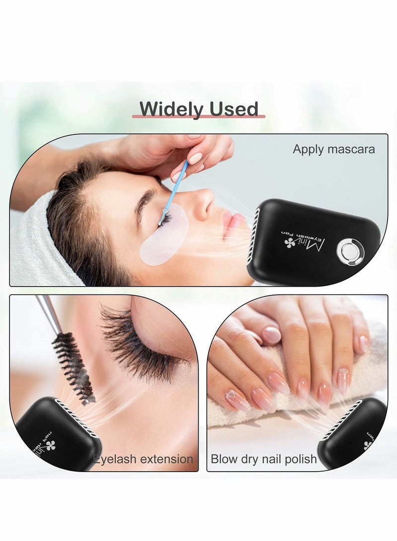 إسكدنيا USB Mini Fan, Eyelashes Fan Bladeless Rechargeable Portable Cooling Handheld Eyelash dryer Air Conditioning Blower for Extension Supplies, Black - Image 3