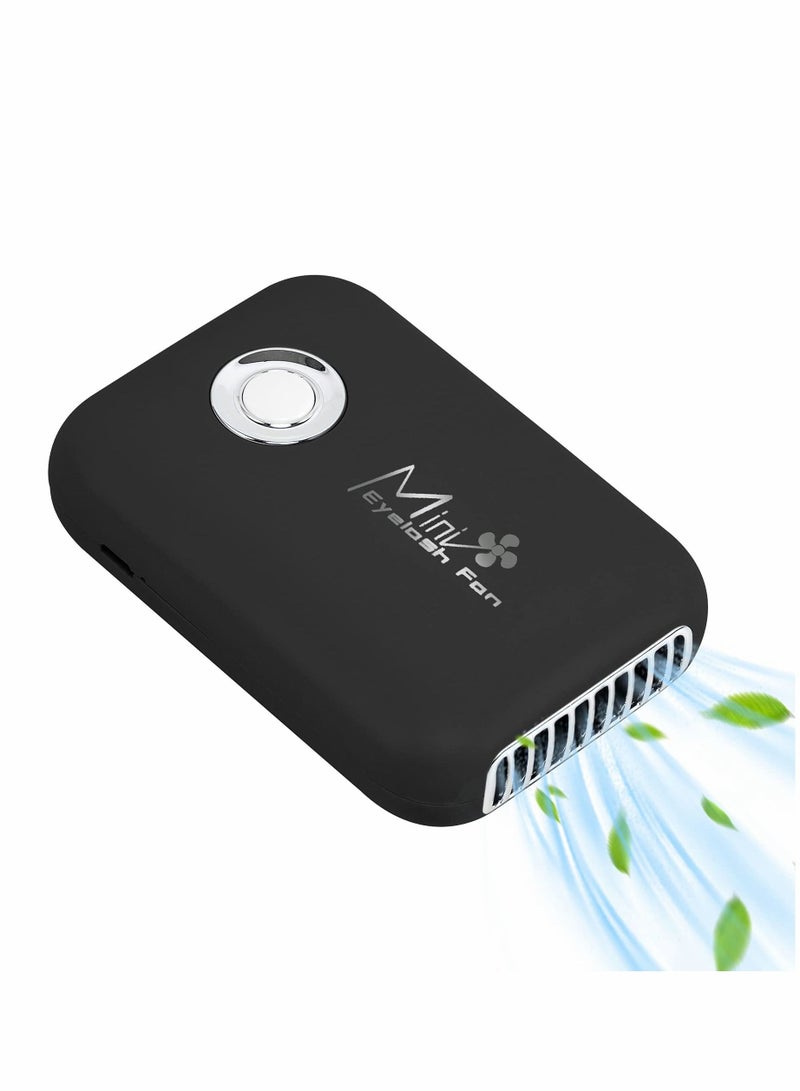 إسكدنيا USB Mini Fan, Eyelashes Fan Bladeless Rechargeable Portable Cooling Handheld Eyelash dryer Air Conditioning Blower for Extension Supplies, Black - Image 1