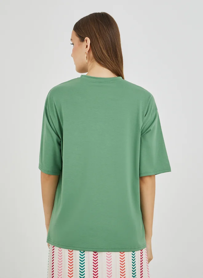 Take Two Take Two Embroidered Round Neck T-Shirt