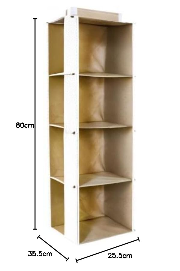UNICRAFTS Hanging Organizer Universal Fit Closet Collapsible Wardrobe Organizer for Regular GarmentsCupboardClothesShoesStorage Pack 2 Beige - Image 2
