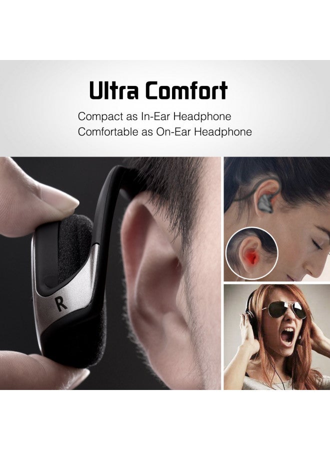 RTUSIA RTUSIA Small Bluetooth Headphones Wrap Around Head - Sports Wireless Headset with Built in Microphone and Crystal-Clear Sound, Foldable and Carried in The Purse, and 12-Hour Battery Life, Black  - Image 1