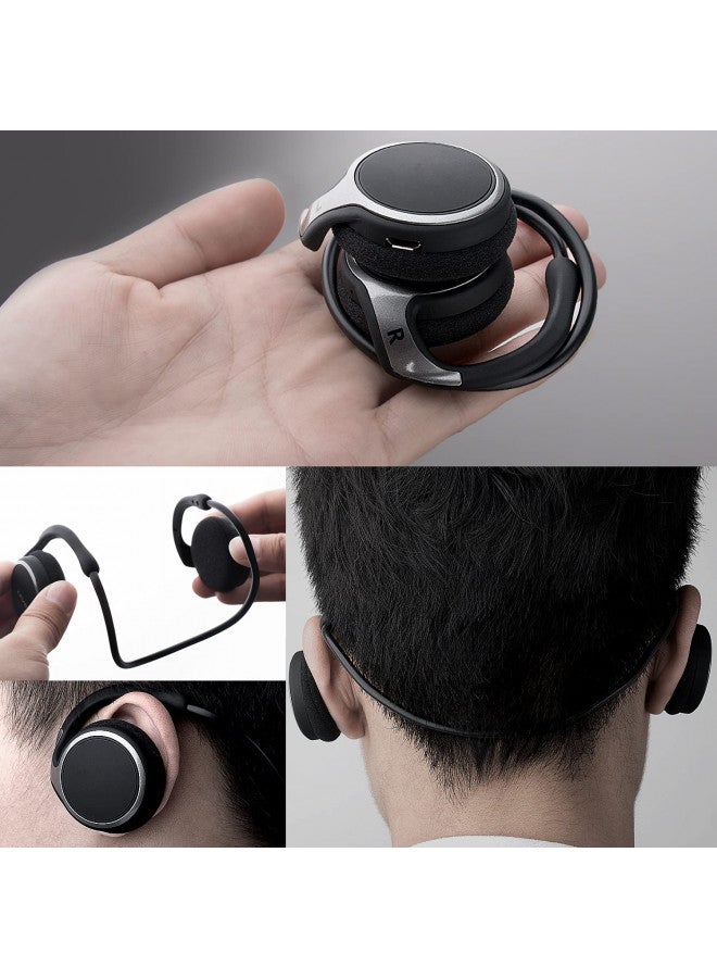 RTUSIA RTUSIA Small Bluetooth Headphones Wrap Around Head - Sports Wireless Headset with Built in Microphone and Crystal-Clear Sound, Foldable and Carried in The Purse, and 12-Hour Battery Life, Black  - Image 2