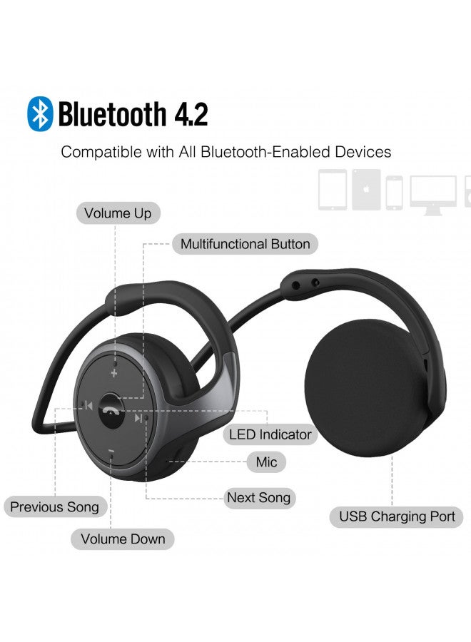 RTUSIA RTUSIA Small Bluetooth Headphones Wrap Around Head - Sports Wireless Headset with Built in Microphone and Crystal-Clear Sound, Foldable and Carried in The Purse, and 12-Hour Battery Life, Black  - Image 3