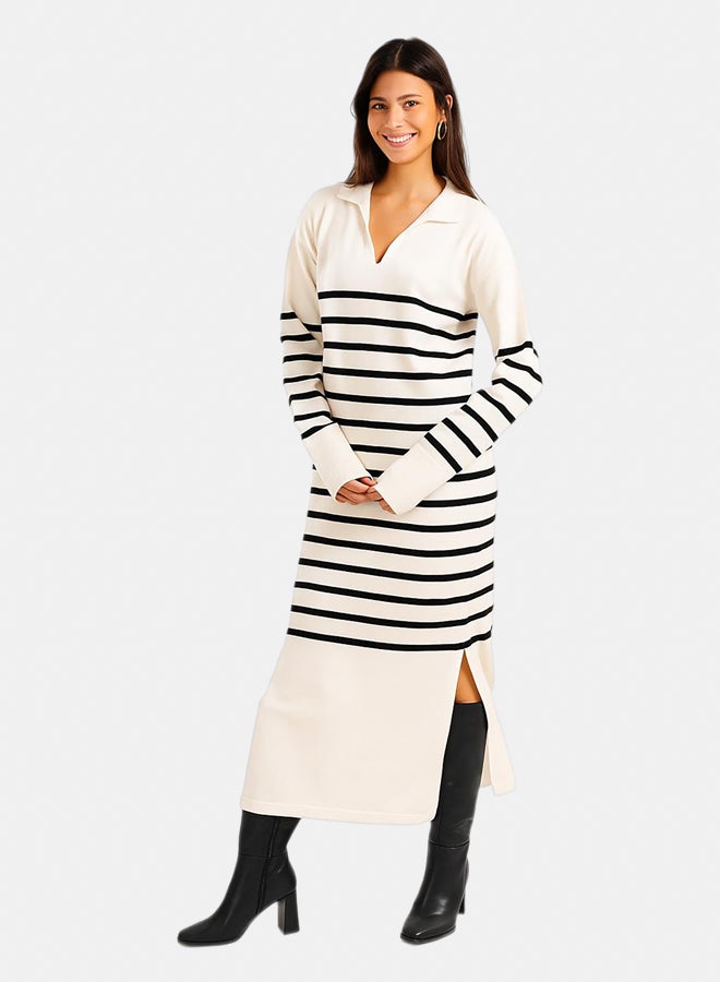 Carina Striped Knit Midi Dress - Image 1