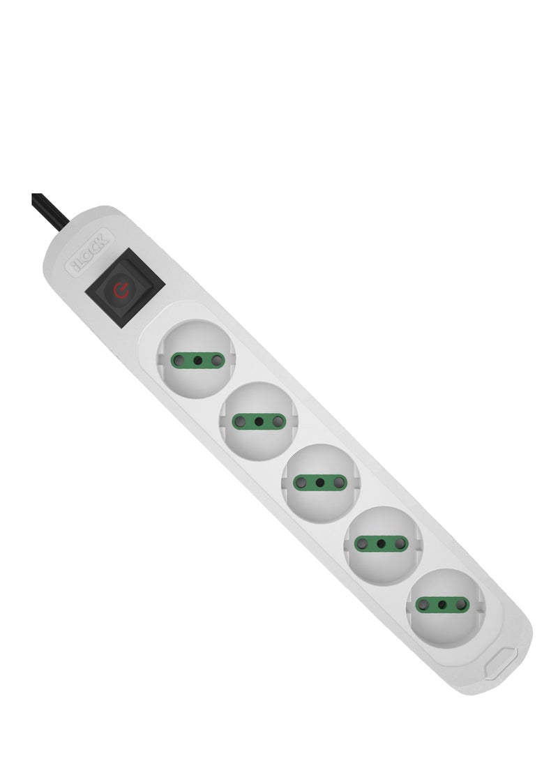 آي لوك مشترك كهرباء 16 امبير 5عين 3500 وات كابل 3 متر ابيض - Image 2