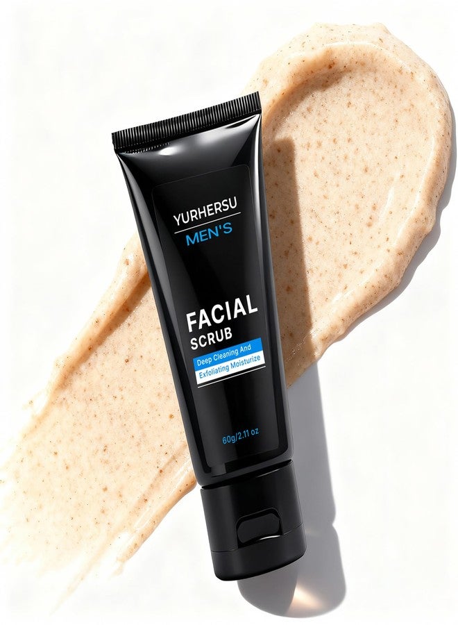 YURHERSU Facial Exfoliating Face Scrub, Facial Cleanser for Men, Smooths Skin & Removes Dead Skin, Dirt & Oil, Helps Soften Tough Hair, Hydrating Face Wash Gentle Exfoliator, Men's Skincare, 2.11 oz - Image 1
