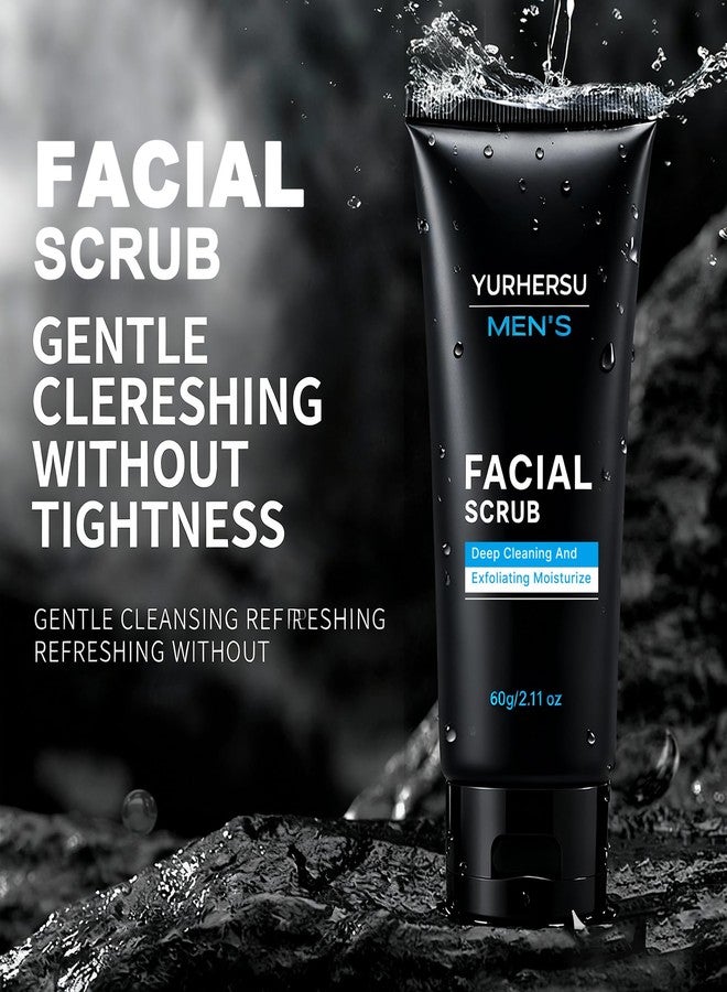 YURHERSU Facial Exfoliating Face Scrub, Facial Cleanser for Men, Smooths Skin & Removes Dead Skin, Dirt & Oil, Helps Soften Tough Hair, Hydrating Face Wash Gentle Exfoliator, Men's Skincare, 2.11 oz - Image 3