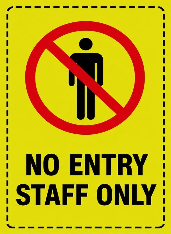 VAAIMAI No Entry Staffs Only Sign Board | Yellow | 8×12 Inch | Pack of 1 | Signage for Hospital & Office | Waterproof, Peel & Stick, UV Resistant, Long Lasting | 5MM Foam Board - Image 1