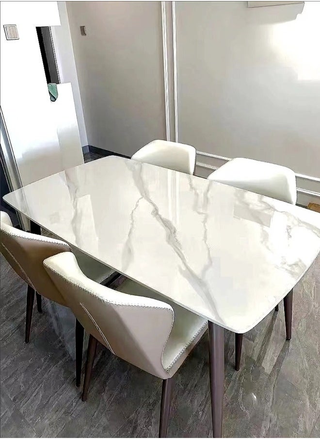 C&C Home Modern Multipurpose Industrial Standard Rectangle Sintered Stone Dining Table and 6 Curved Ergonomic Chair Set for Kitchen Restroom140x80x75 and 43x54x84 cm  - Image 3