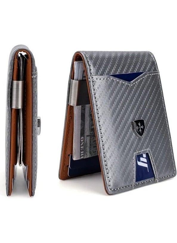 baellerry Minimalist RFID Protection Double Fold Leather Multi Card Wallet Men's Card Holder  - Image 1