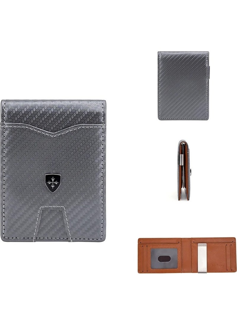 baellerry Minimalist RFID Protection Double Fold Leather Multi Card Wallet Men's Card Holder  - Image 2