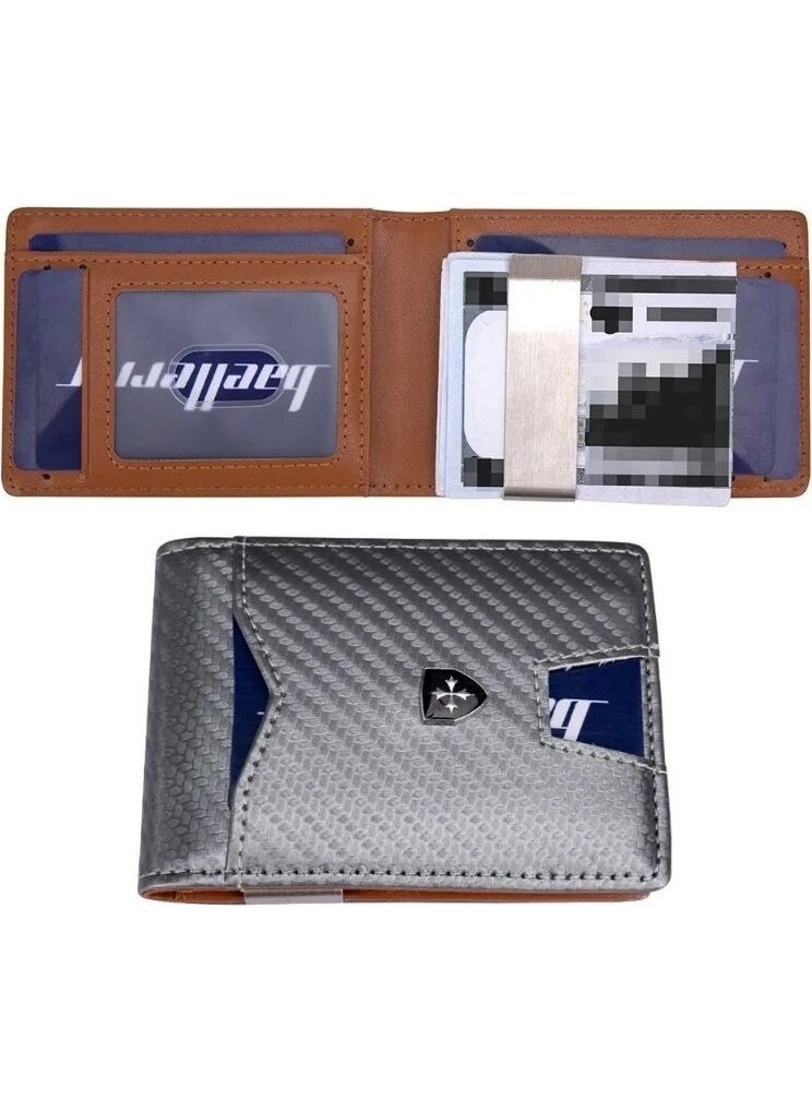 baellerry Minimalist RFID Protection Double Fold Leather Multi Card Wallet Men's Card Holder  - Image 5