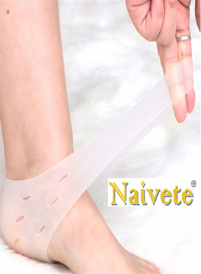 Naivete Silicone Gel Heel Pad Socks For Heel Swelling Pain Relief,Dry Hard Cracked Heels Repair Cream Foot Care Ankle Support Cushion - For Men And Women - (Free Size) (1 Pair) - Image 4