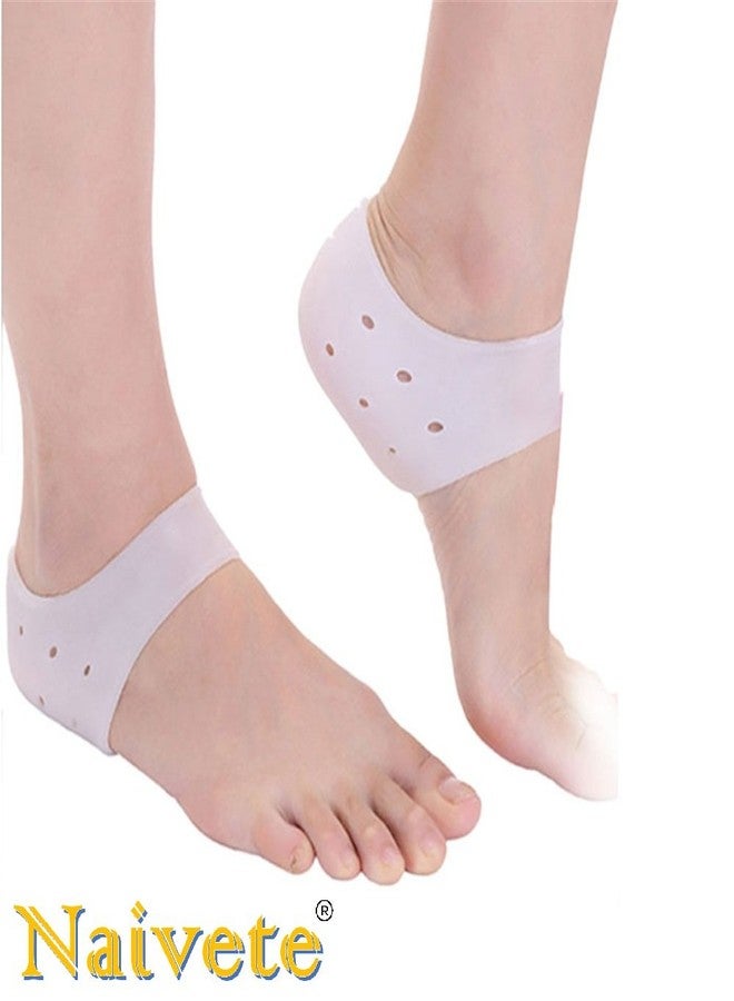 Naivete Silicone Gel Heel Pad Socks For Heel Swelling Pain Relief,Dry Hard Cracked Heels Repair Cream Foot Care Ankle Support Cushion - For Men And Women - (Free Size) (1 Pair) - Image 3