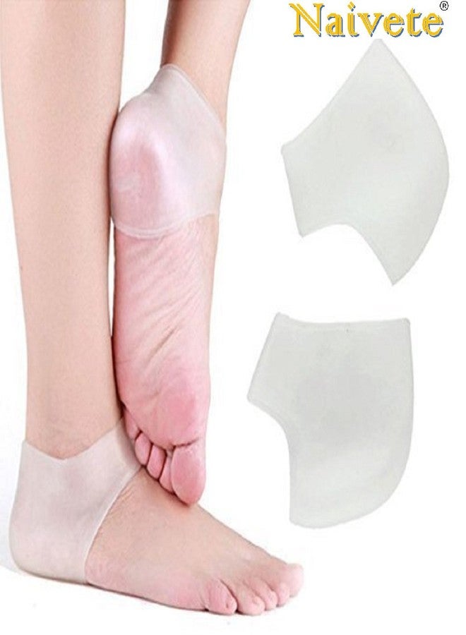 Naivete Silicone Gel Heel Pad Socks For Heel Swelling Pain Relief,Dry Hard Cracked Heels Repair Cream Foot Care Ankle Support Cushion - For Men And Women - (Free Size) (1 Pair) - Image 2