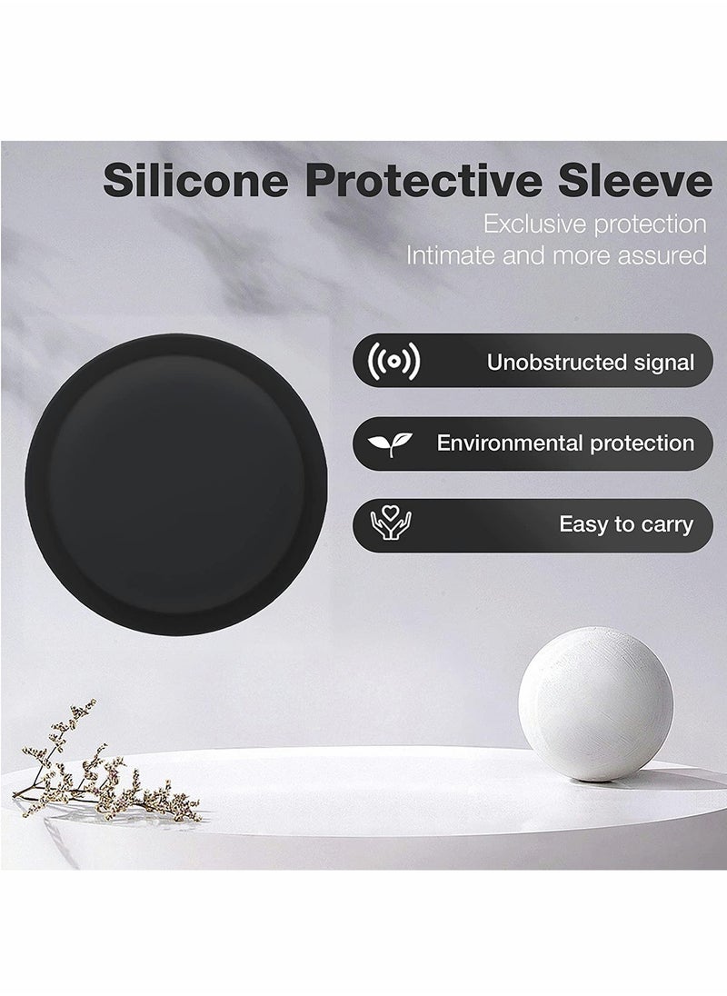 KASTWAVE - AirTag Case, AirTag Holder, AirTag Accessories, Silicone Pasteable, Waterproof-Anti-Scratch Sticker AirTag Case, Air Tag Holder for Kids, for Apple Airtag, 2 Packs (Black) - Image 1