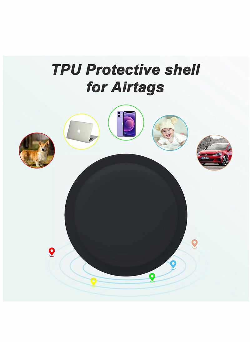 KASTWAVE - AirTag Case, AirTag Holder, AirTag Accessories, Silicone Pasteable, Waterproof-Anti-Scratch Sticker AirTag Case, Air Tag Holder for Kids, for Apple Airtag, 2 Packs (Black) - Image 1