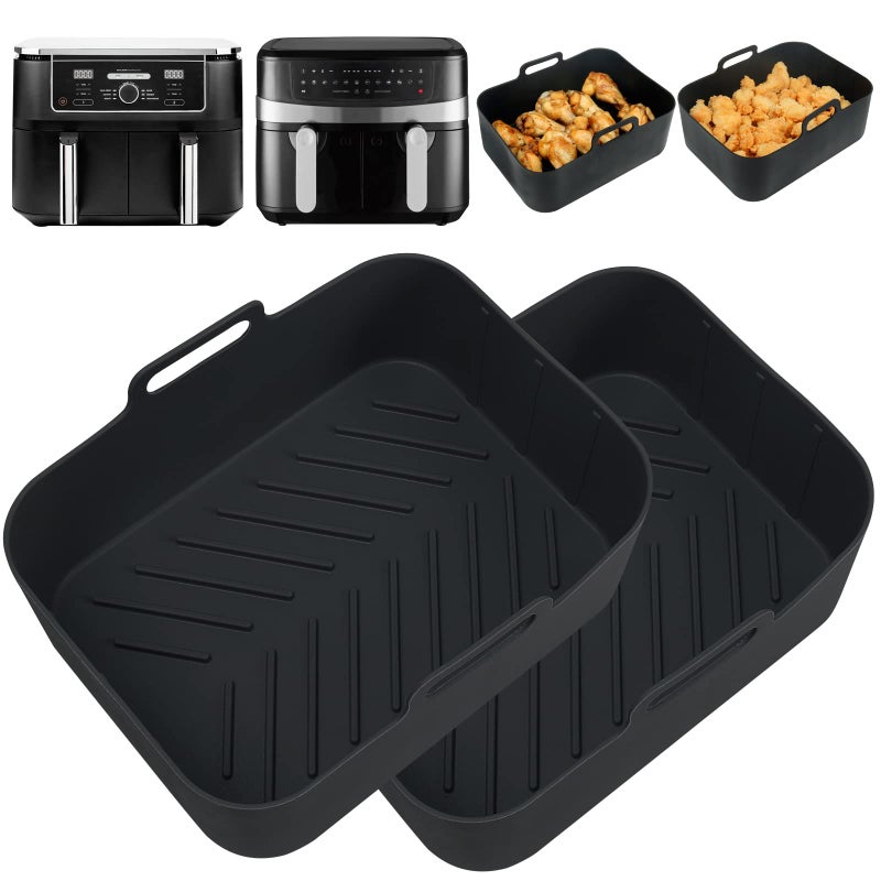 YQL Enlarge Thickened Air Fryer Silicone Liner for Ninja AF400UKAF451UKTower T17088 2PCS Air Fryer Accessories Silicone Air Fryer Liner Reusable for Dual 95L Air Fryer