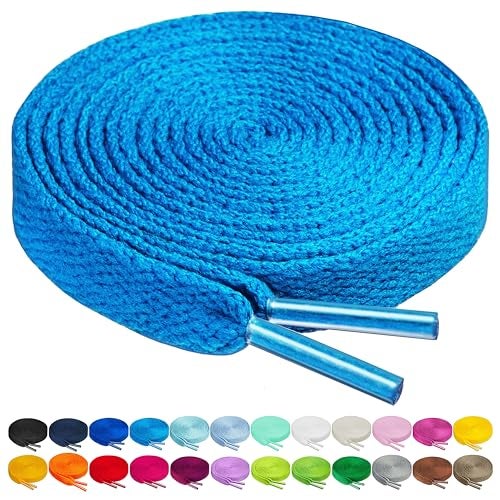 Birch Shoelaces in 27 Colors Flat 5/16" Shoe Laces in 4 Different Lengths (29.5" (75cm), Azure) - Image 1