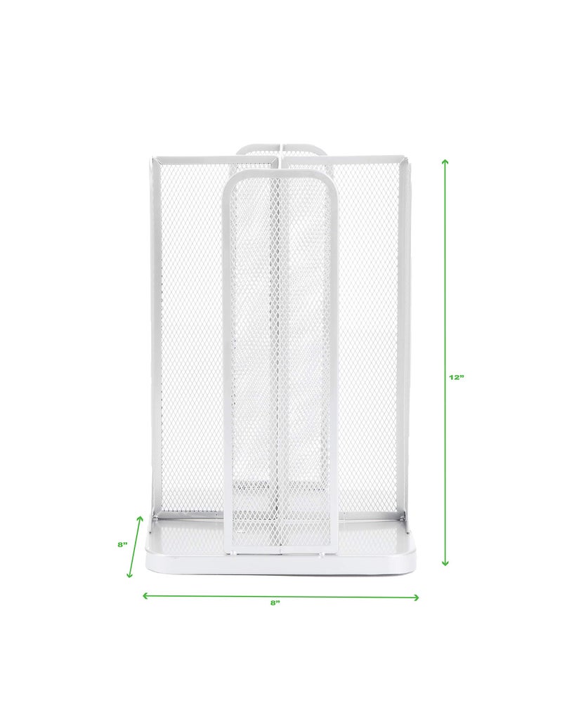 Mind Reader Cup and Lid Carousel, Countertop Org, Coffee Bar, Beverage Cup Holder, Metal Mesh, 8"L x 8"W x 11.5"H, White - Image 3