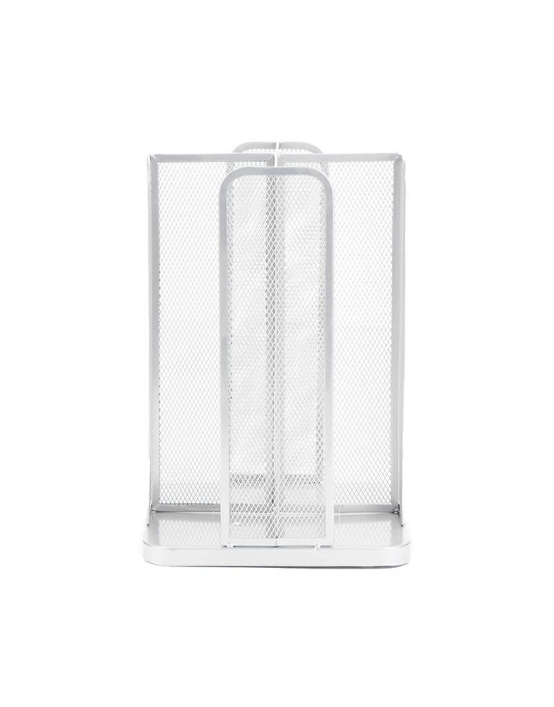 Mind Reader Cup and Lid Carousel, Countertop Org, Coffee Bar, Beverage Cup Holder, Metal Mesh, 8"L x 8"W x 11.5"H, White - Image 1