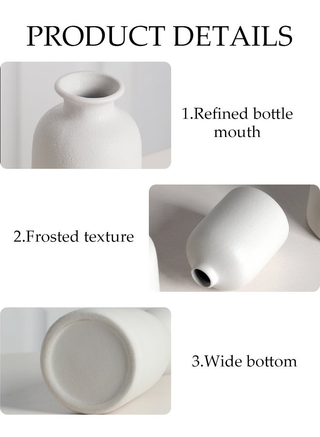 DUNISO 3 Pieces, White Ceramic Vase Decorative Set, Modern Bohemian Farmhouse Home Decor, Pampas Grass And Dried Flowers Decorative Vase, Creative Shelf, Table, Bookshelf, Entryway Decor, Decorations  - Image 3