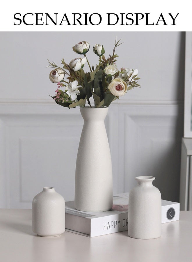 DUNISO 3 Pieces, White Ceramic Vase Decorative Set, Modern Bohemian Farmhouse Home Decor, Pampas Grass And Dried Flowers Decorative Vase, Creative Shelf, Table, Bookshelf, Entryway Decor, Decorations  - Image 5