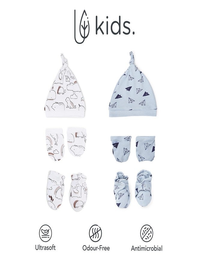 موش مجموعة قفازات وجوارب وقبعات من الخيزران فائق النعومة من Mush للجنسين للأطفال حديثي الولادة/الأطفال (عبوة من 6 قطع، (6-12 شهرًا، طائرة وحياة بحرية) - Image 4